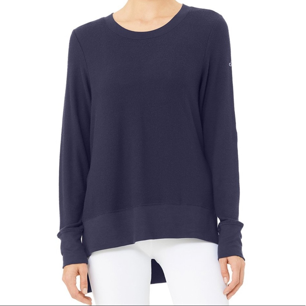 Alo Yoga Glimpse Long Sleeve Top in Rich Navy